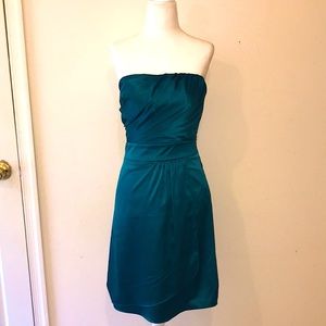 NWT The Limited Teal Satin Strapless Dress - Sz 2